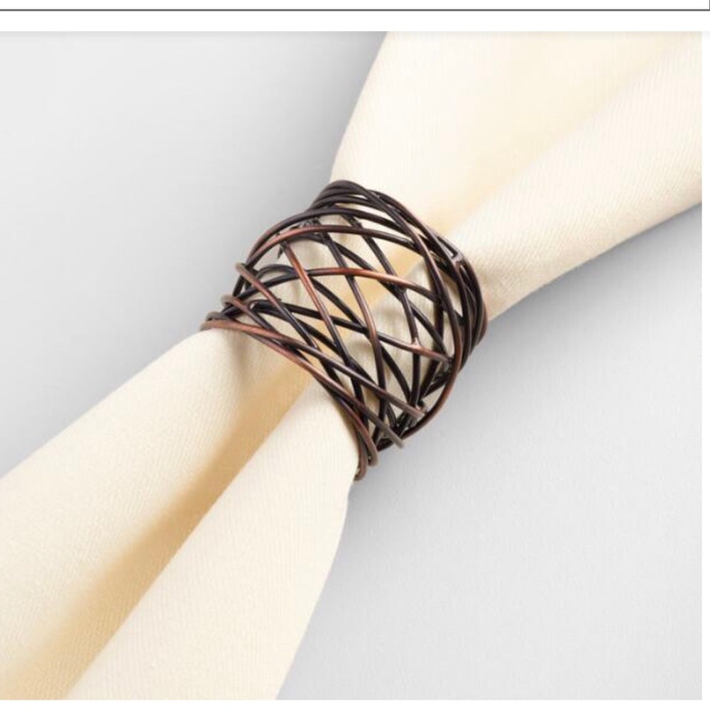 6 WORLD MKT WOVEN METAL NAPKIN RINGS NWT